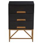 Kochi Bedside Table - 3 Drawer - Black Mango Wood