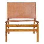 Kendari Chair - Brown Leather with Teak Wood - Backrest