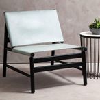 Kendari Chair - Grey Leather with Teak Wood - Backrest
