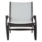 Kendari Lounge Chair - Grey Leather with Teak Wood