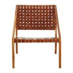 Kendari Chair - Tan Woven Leather with Teak Wood