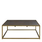 Kempton Coffee Table - Square - Grey Faux Shagreen with Gold Metal