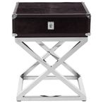 Kensington Townhouse Side Table - 1 Drawer - Square - Black Faux Fur