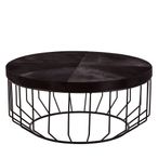 Kensington Townhouse Coffee Table - Round - Black Faux Fur