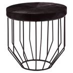 Kensington Townhouse Side Table - Round - Black Faux Fur