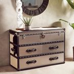 Kensington Townhouse Cabinet - 3 Drawer - Black and White Leather