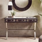Kensington Townhouse Console Table - 3 Drawer - Black and White Leather