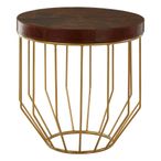 Kensington Townhouse Side Table - Round - Brown Leather