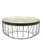 Kensington Townhouse Coffee Table - Round - Beige Faux Fur with Metal