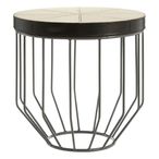 Kensington Townhouse Side Table - Round - Faux Fur and Iron