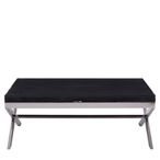 Kerala Coffee Table - Black Glass with Silver Cross Base
