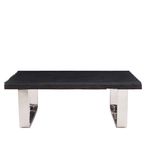 Kerala Coffee Table - Black Glass with Silver Base