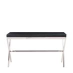 Kerala Console Table - Black Glass with Silver Cross Base