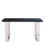 Kerala Console Table - Black Glass with Silver Base