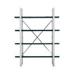Kerala Shelving Unit - Open - Black Glass with Silver Metal