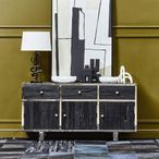 Kerala Sideboard - 3 Door - Medium - Black Pine Wood - 150cm