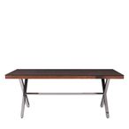 Kerala Dining Table - 8 Seater - 200cm - Clear Glass with Silver Cross Base