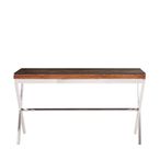 Kerala Console Table - Clear Glass with Silver Cross Base