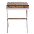 Kerala Side Table - Square - Clear Glass with Silver Cross Base