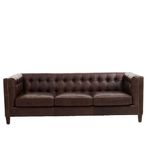 King Sofa - 3 Seater - Dark Brown Leather with Tufted Back