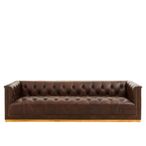 King Sofa - 3 Seater - Brown Tufted Leather - Mexico