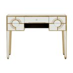 Knightsbridge Console Table - 5 Drawer - Mirrored with Gold Trim