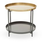 Korba Coffee Table - Round - Grey and Gold Metal