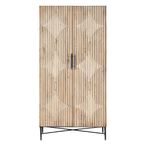 Kyra Wardrobe - 2 Door - Fluted Natural Elm Wood