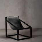 Kendari Chair - Black Leather with Teak Wood - Cubic Frame