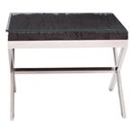 Kerala End Table - Square - Black Glass with Silver Cross Base