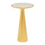 Lino Side Table - Large Round - White Marble with Gold Metal