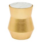Lino Side Table - Small Drum - White Marble with Gold Metal