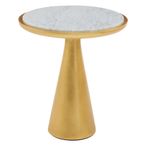 Lino Side Table - Small Round - White Marble with Gold Metal