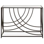 Logan Console Table - Mirrored with Black Metal