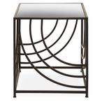 Logan Side Table - Square - Mirrored with Black Metal