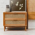 Lyon Chest - 2 Drawer - Oak and Rattan