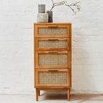 Lyon Chest - 4 Drawer - Oak and Rattan