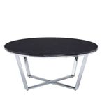 Allure Coffee Table - Round - Black Marble Effect - Chrome Base