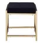 Allure Stool - Black Velvet Fabric - Gold Legs