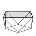 Allure Coffee Table - Square - Clear Glass - Silver Twisted Base