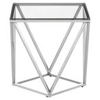 Allure Coffee Table - Square Small - Clear Glass - Silver Twisted Base