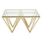 Allure Coffee Table - Glass - Gold Spike Base