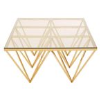 Allure Coffee Table - Glass - Gold Spike Triangle Base