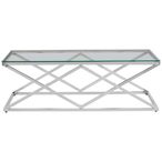 Allure Coffee Table - Glass - Silver Inverted Prism Base