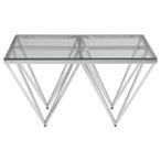 Allure Coffee Table - Glass - Silver Spike Base