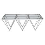 Allure Coffee Table - Glass - Silver Spike Triangle Base