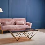 Allure Coffee Table - Clear Glass - Champagne Triangular Base