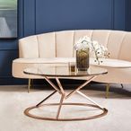 Allure Coffee Table - Round - Clear Glass - Corseted Rose Gold Base