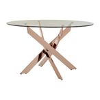 Allure Round Dining Table - 4 Seater - 130cm - Rose Gold Glass