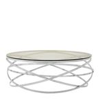Allure Coffee Table - Round - Clear Glass - Silver Swirl Base